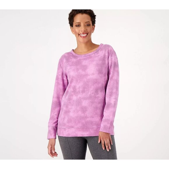 Fit 4 All by Carrie Wightman Tie Dye Teardrop Back Pullover Womens S Orchid NEW - Picture 1 of 6